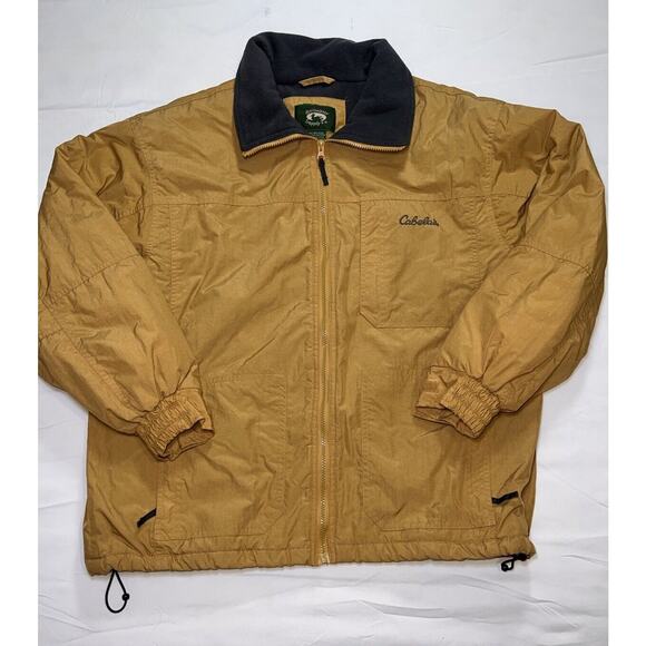 Cabelas Stillwater Supply Co Puffer Jacket Men's Size M Khaki Fleece-Lined Clean - Picture 1 of 16